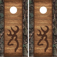 Browning Deer Hunting with Rustic Wood Plank and Camo