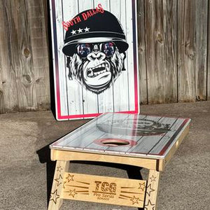 Custom Design Cornhole Boards with Single Thick Legs