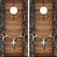 Buck Deer Skull on Wood Planks and Camo