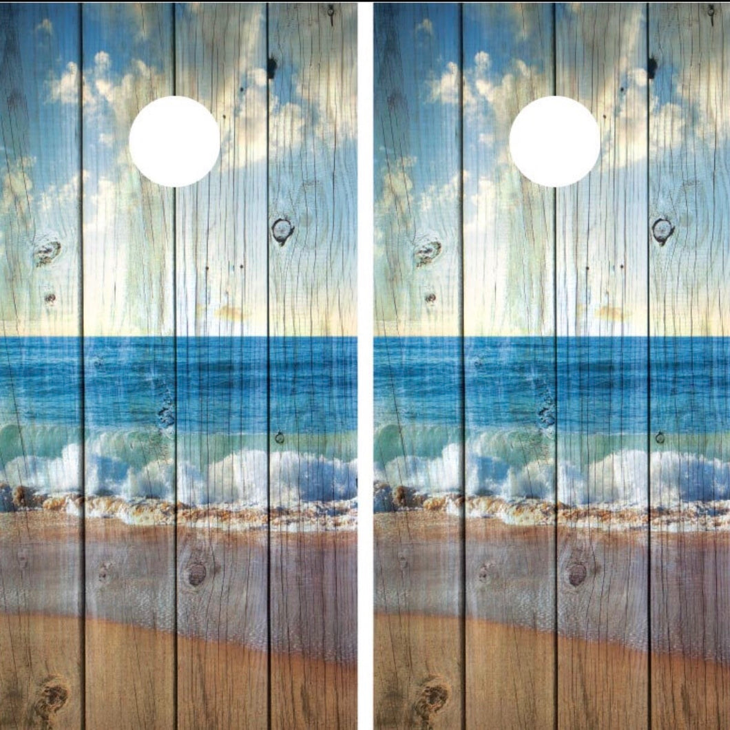 Distressed Wood Beach Scene