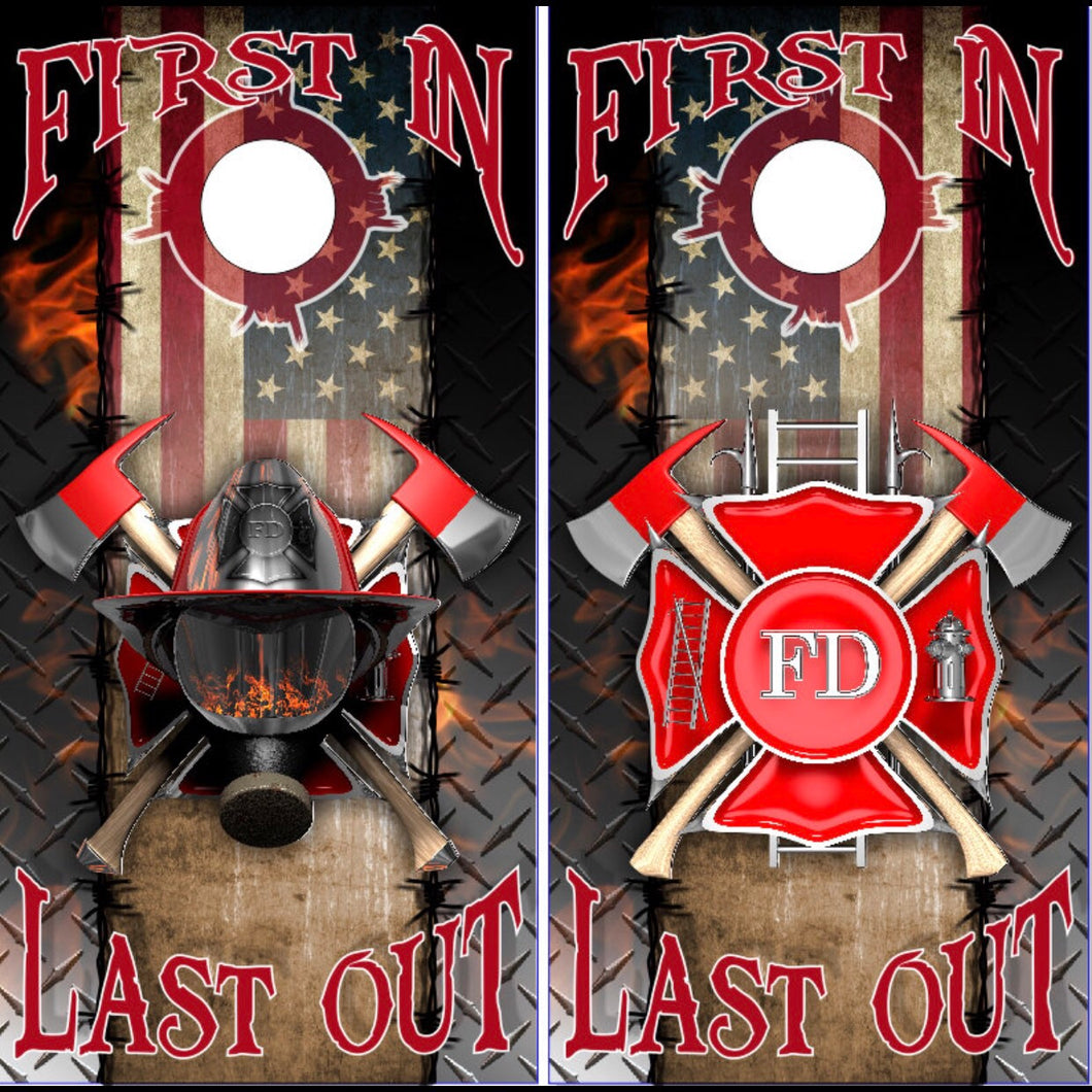Firefighter First In Last Out US Flag