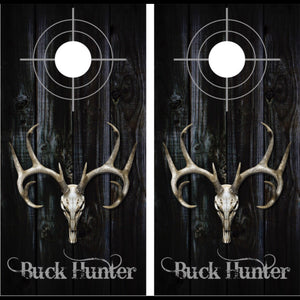 Buck Deer Skull on Black Distressed Wood